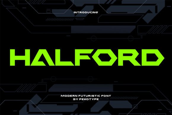 Halford Typeface: A Futuristic Geometric Font for Bold Branding
